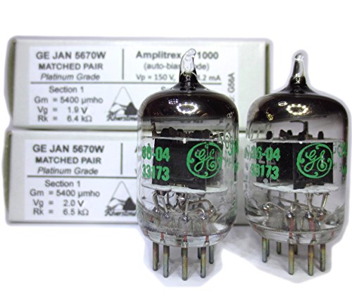 Riverstone Audio - Matched Pair (2 Tubes) 9-Pin GE NOS/NIB JAN 5670W Fully-Tested Vacuum Tubes 6N3, 6N3P, 2C51 5670 396A Tube Upgrade/Replacement - 5670W Platinum Grade Pair