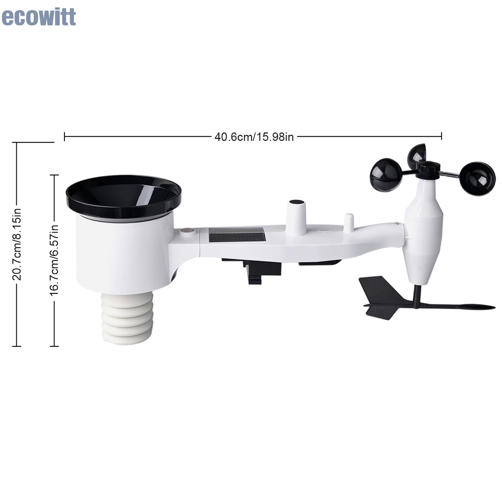 ECOWITT WS69 sensore esterno per stazioni meteorologiche, sensore meteorologico 7 in 1, pluviometro/velocità del vento/direzione/temperatura/umidità/luce solare/raggi UV, accessorio