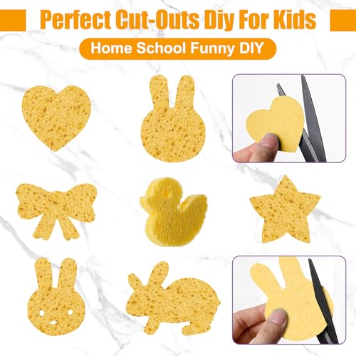 Image of Zhengmy 200 Pieces Sponges Bulk Sponges Kitchen Compressed Sponge Natural Dish Sponge Compressed Wood Pulp Cleaning Without Scratching for Kitchen Bathroom, 3.9 x 2.4 x 0.12 Inch (Yellow)