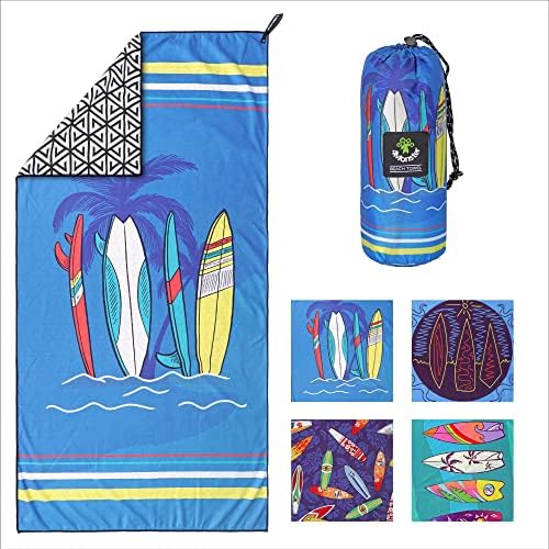 4Monster Microfiber Beach Towel with carry bag Sand Proof Travel Towel Quick Dry Lightweight Towel for Hiking Yoga Gym Sports Swimming Camping Fitness Bath Holiday (Blue, L: (90 X 200 cm))