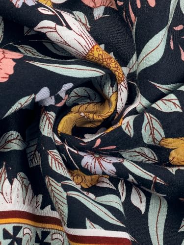 Image of Agnes Orinda Plus Size Summer Dress for Women Casual Boho Floral V Neck 3 /4 Sleeve Midi Short Beach Dress