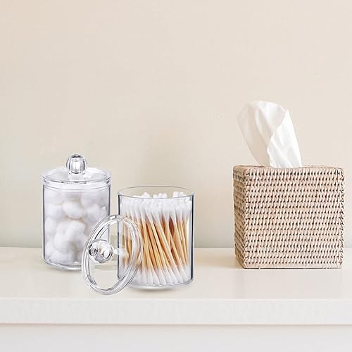 Miniatura 3 de Paquete de 3 dispensadores Qtip para bolas de algodón, hisopos de algodón, almohadillas redondas de algodón, juego de tarros de boticario de