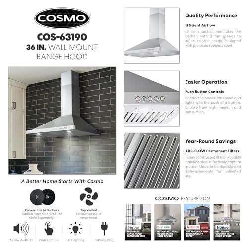 Cosmo 521JS-60 63190 36 Inch Wall Mount Range Hood thumb #2