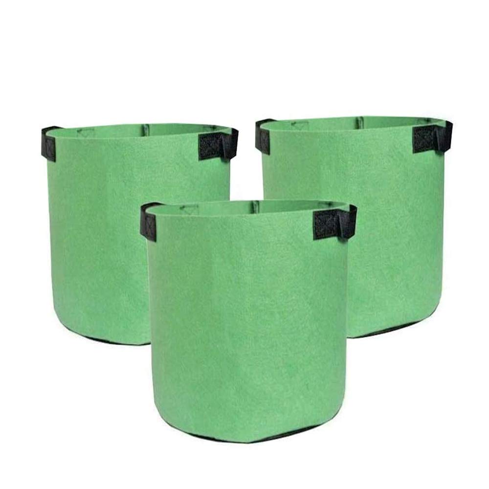 VOANZO 3 Pack Green Grow Bags Garden Plant Grow Bag Thickened Breathable Nonwoven Fabric Vegetables Growing Container for Tomato Flower Growing Box Two Handles