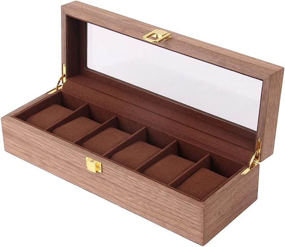 Boîte à montres en bois rétro couleur dorée avec vitre : le cadeau idéal pour collectionneur
