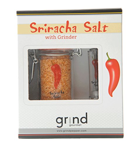 Sriracha, Grind Gourmet™ Sriracha Flavored Salt And Salt Grinder Gift Set, Jar Of Sriracha Flake Salt And Salt Grinder, Reusable Pepper Grinder Or Salt Mill Included, Storage Glass Jar With Lid #TOP5