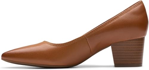 Clarks Women's Ellanie Hope Pump, Tan Leather, 10 Wide