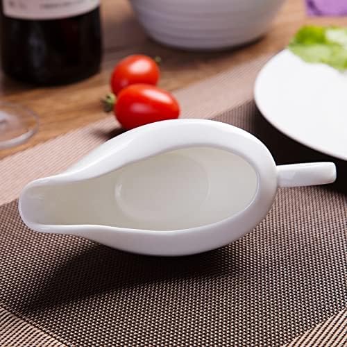 Gravy Boat Sauce Jug Sedum White Bone Lead-Free Black Pepper Sauce Juice Sauce Cup Bucket Ship Ceramic Tableware (Color : White)