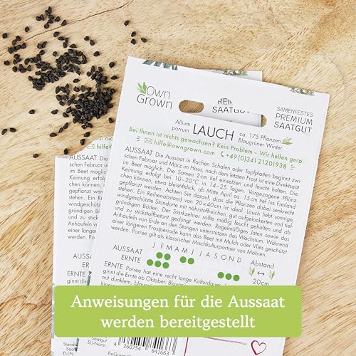 Winter Gemüse Samen Set : 8 Sorten Saatgut Set für die Wintergemüse Anzucht – Porree Samen, Rotkohl Samen, Rosenkohl Samen, Schwarzwurzel Samen, Spinat Samen, Lauch Samen – OwnGrown Samen Winterhart