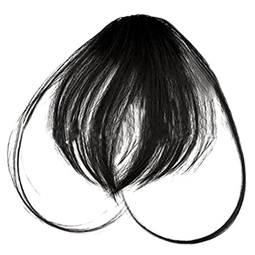 Gracefulvara Hair Clip in Bangs Fake Hair Extension False Hair Piece Clip on Front Neat Bang (black)