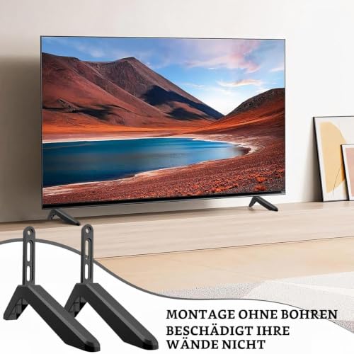 Miniatura 6 de Lunaanda Patas Para Tv Universal, Soporte Tv De Mesa Con Patas Antideslizantes Y Tornillos Para Tvs Lcd Led Plasma De 32-65 Pulgadas, Pie Television Universal Negro, Distancia De Agujeros De 2-5.5 Cm