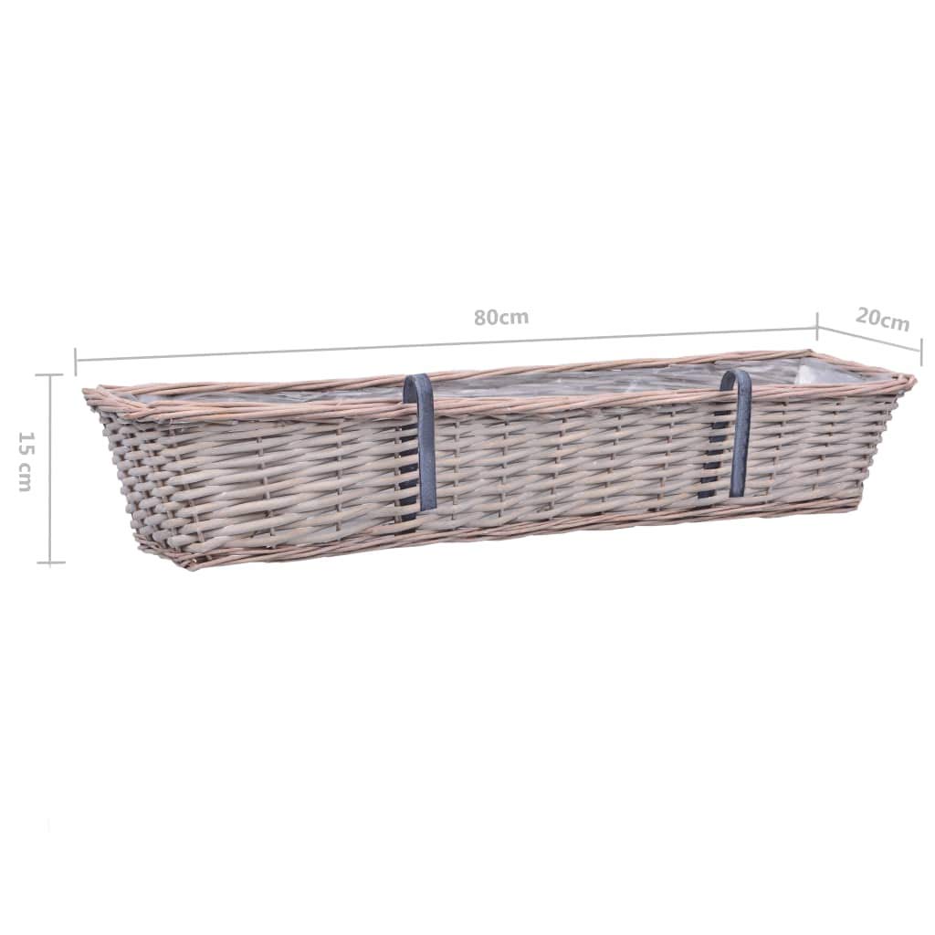 Tidyard 2 maceteros para balcón, jardineras, maceteros, maceteros de mimbre, con forro de polietileno, 80 cm