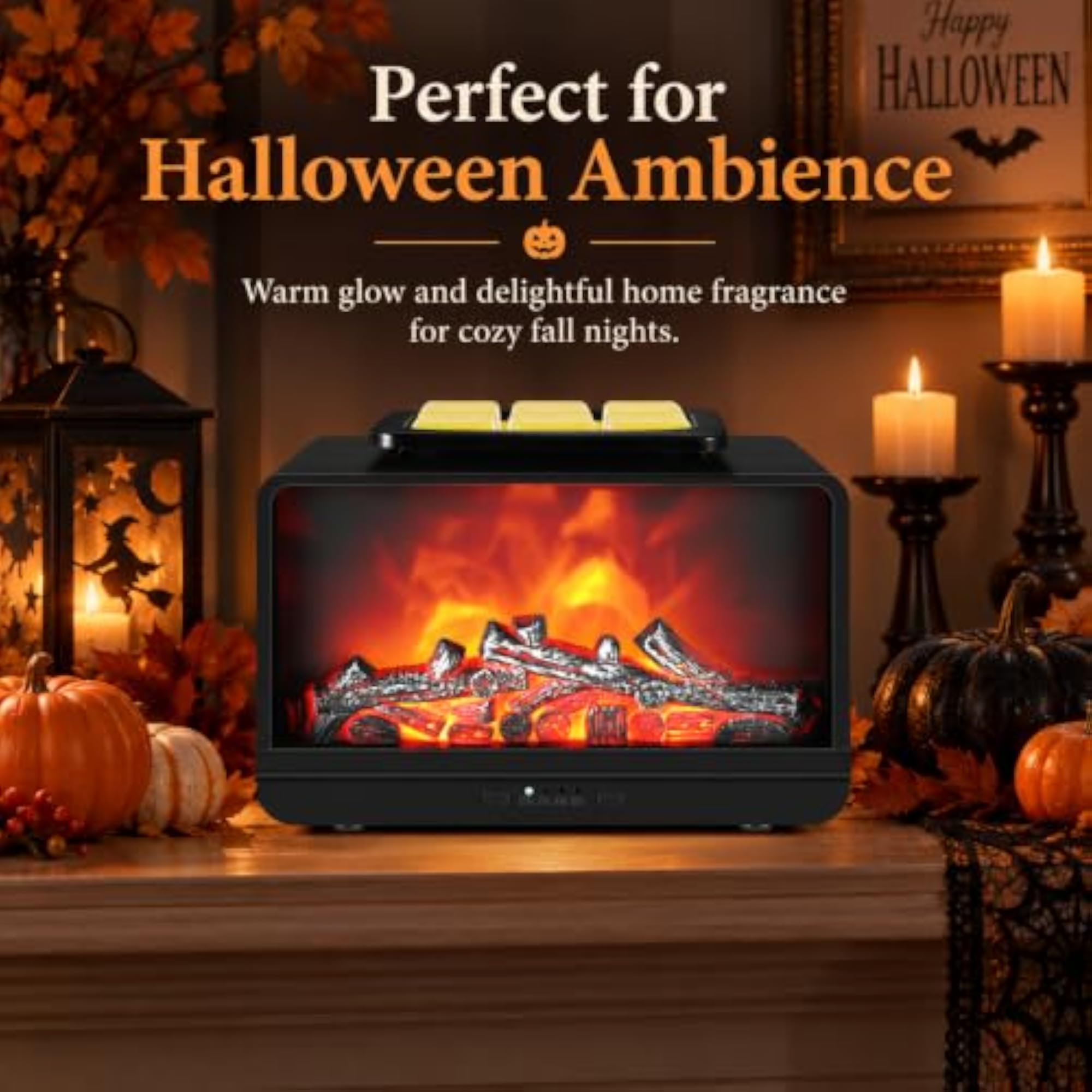 Fireplace Wax Warmer with Timer, Halloween Wax Burner Decor