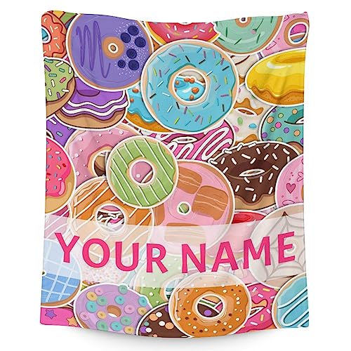 Girls Blanket - 60"x80" Cute Donut Throw Blanket Gifts for Kids & Adults - Personalized Colorful Soft Fuzzy Doughnut Blanket for Bed, Couch & Living Room
