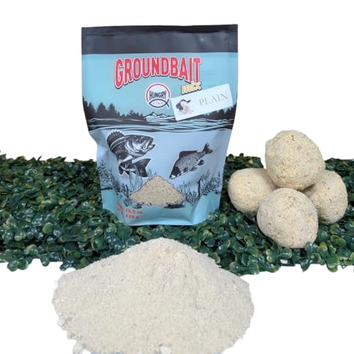 HungryFish Groundbait Fishing Chum Mix – Natural Fishing Bait for Carp, Catfish, Bluegill & Crappie – Strong Scent Trail, Fast Attraction, Safe for Lakes, Ponds & Rivers (Plain) 15.5oz
