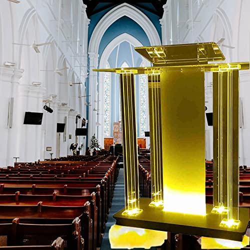 Yofsza Acrylic Podium, Led Podium, Rolling Speech Podium, Welcome Reception Table, Pulpits For Churches, Plexiglass Transparent Stand Lectern For Church Opening Ceremony Party 1 #TOP1
