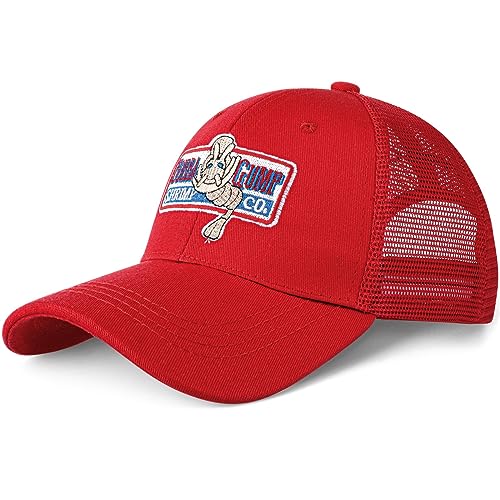 Bubba Gump Shrimp Hat Mesh Back Adjustable Forrest Embroidered Gump Baseball Cap Snap On Unisex Style Halloween Cosplay Costume Dad Hat for Men Women with Labels
