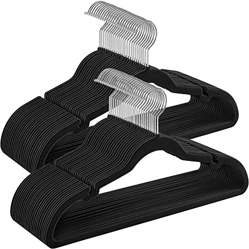 SONGMICS Velvet Hangers 50 Pack, Non-Slip Clothes Hangers, Suit Hangers with Shoulder Notches, Pants Bar, 360° Swivel Hook, Space-Saving, for Closet,