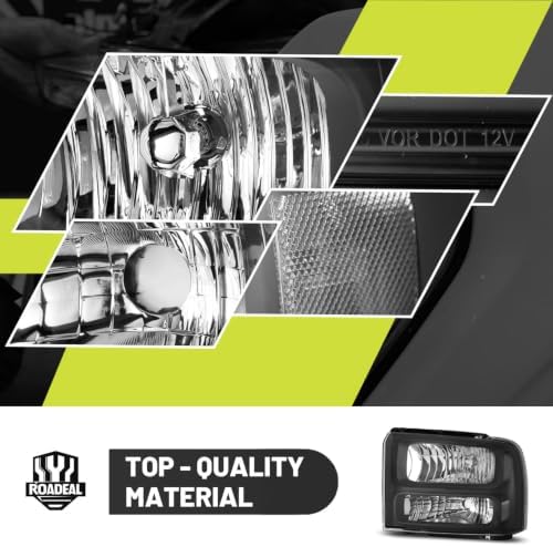 ROADEAL Headlights for 2005 2006 2007 Ford F250 F350 F450 F550 Super Duty — view 6