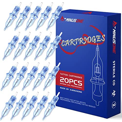 A-minusone 20PCS Mixed-pack Tattoo Needles #1207RL/09RL/05RS/09RS, 5Pcs of Each Standard #12 Round Liner and Round Shader Replaceable Tattoo Cartridge Needles for Tattoo Pen