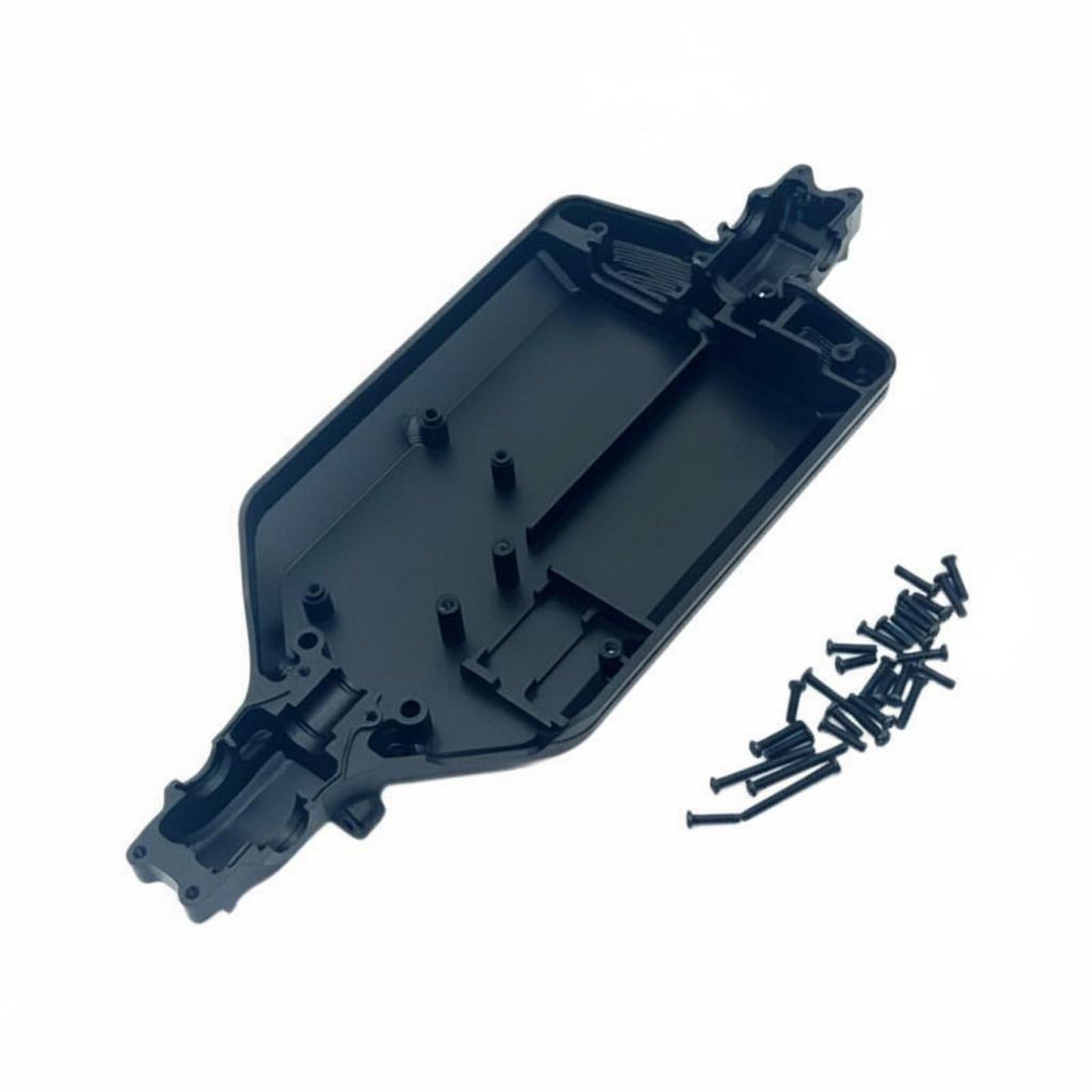 Chasis de Actualización para Vehículo RC Chasis Base Bastidor Marco Mejora de Precisión con Puntos de Montaje Mecanizados CNC Refuerza Inferior y Baja, Negro