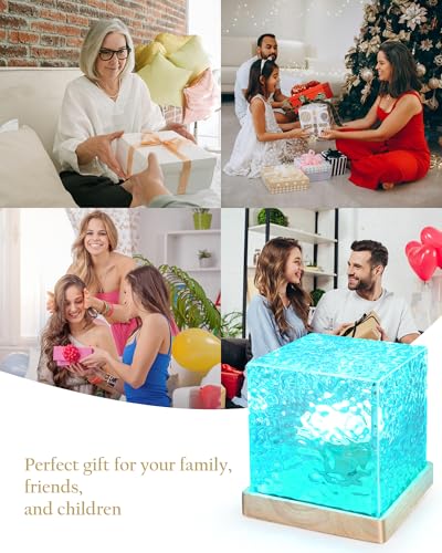 Image of Deogos Mood Lighting,Rechargeable Northern Lights Cube Ambient Lighting Ocean Wave Projector Light Aurora Glow Lamp,16 Colors Gradual Rotating with Remote Control for Bedroom Game Room Decor - Large