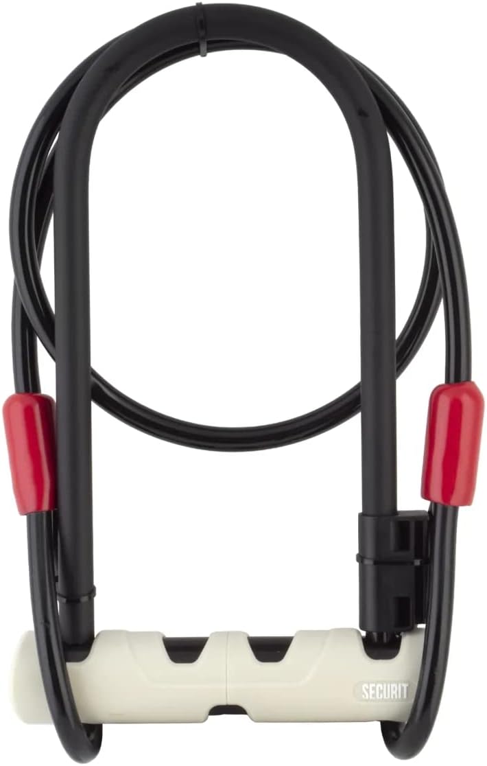 Securit by ABUS Bicycle Kolt Standard U-Lock White 6.5 x 9in w/ 4 Foot Cable