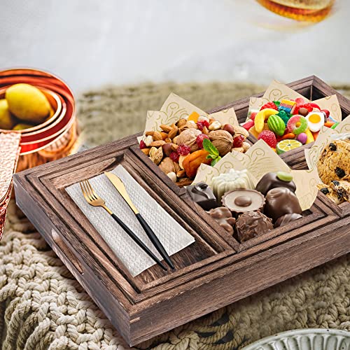 Lotfancy Wooden Serving Trays, 7 Piece Set, Rustic Nesting Food Trays With Handles, Decorative Charcuterie Board Platter For Ottoman, Desktop, Coffee Table, Countertop Centerpiece #TOP6