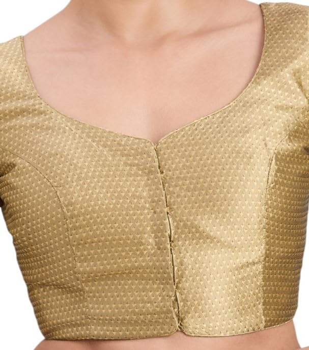 Image of Studio Shringaar Women's Brocade Half Sleeve Bright Readymade Saree Blouse