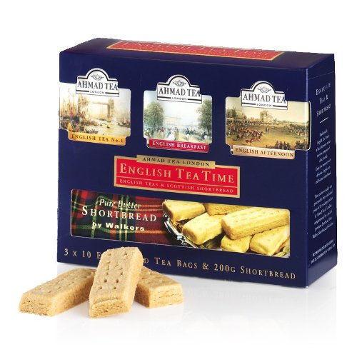 English Tea Time  Tea and shortb Read Combination Pack, 3 x 10 Teabags and 200 g Walkers shortb Read by English Teas