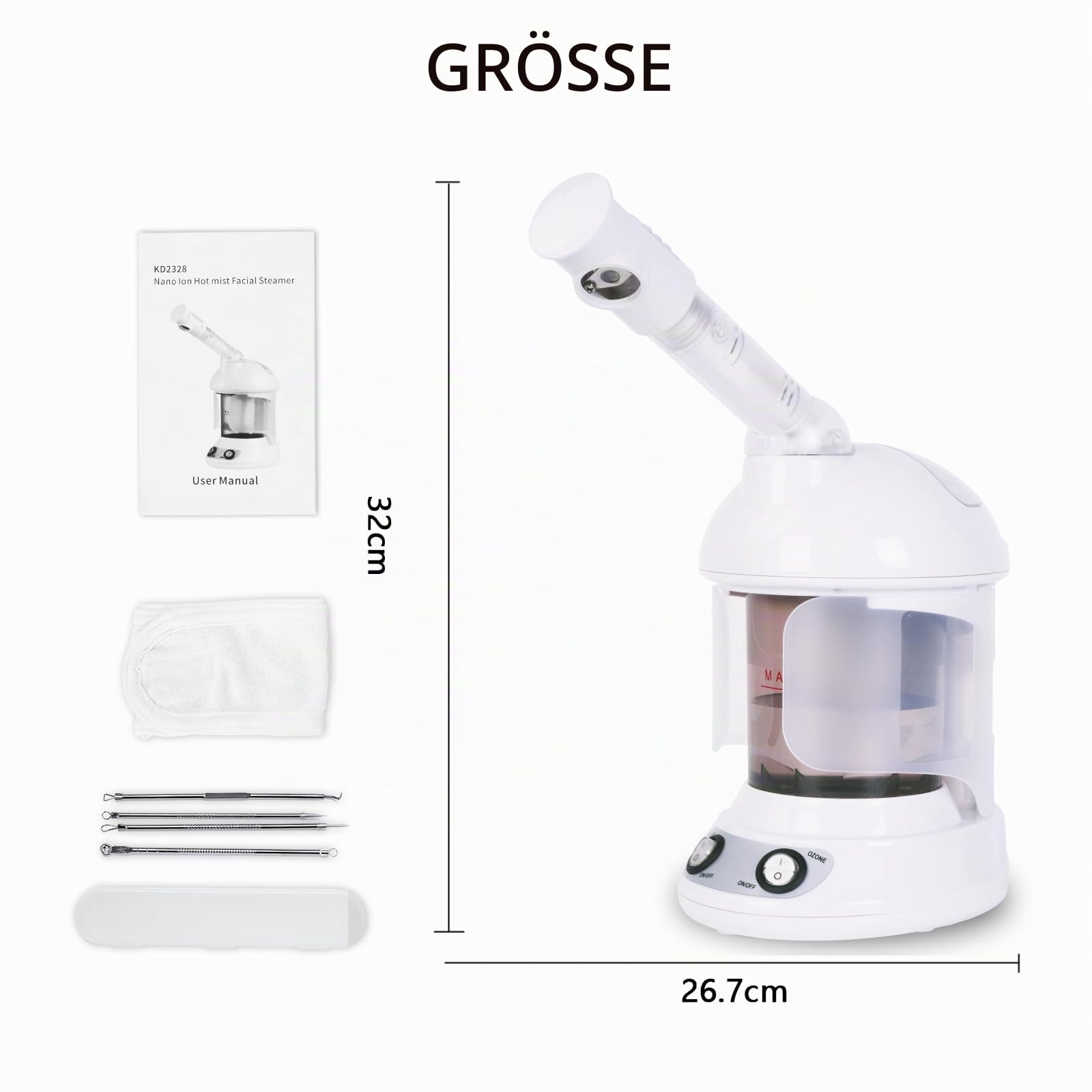 Gesichtsdampfer, Professional Nano Ionic Dampfgerät, Porenreiniger Gerät für Gesicht, Persönliche Hautpflege, Gesicht SPA, Weiß