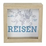 Material: Holz, Kunststoff Michel Toys MT Spardose Reisen, Holz/Natur 15x15x5 cm