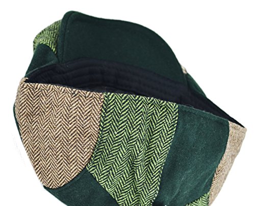 Image of Wonderful Fashion Men's Classic Herringbone Tweed Wool Blend Newsboy Ivy Hat (Large /X-Large, Charcoal)