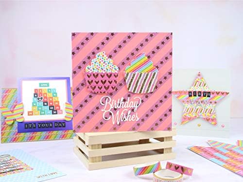 Dovecraft Washi Tape Box-20 Designs-Brights-10mm Width-3m Rolls-Includes Storage Box-for Crafts, Stationery, Journaling, Home Décor, Paper, Multicolour, One Size