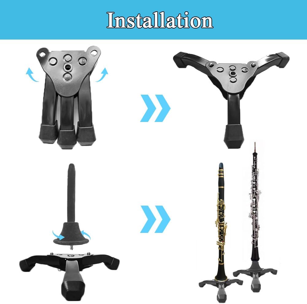 Coret Flute and bB Clarinet stand, Solid Flute Stand, Portable Foldable Tripod Holder Desk Stand for Flute Woodwind Instrument，with protective flocking fiber coating