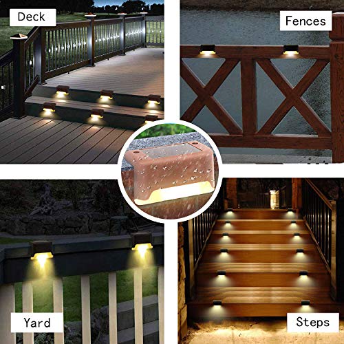 Eddorunning Solar Deck Lights Outdoor 8 Pack, Outdoor Lights For Patio Brown Solar Step Lights Led Waterproof Lighting For Outdoor Stair, Deck,Patio,Yard, Fence (Warm White) #TOP6