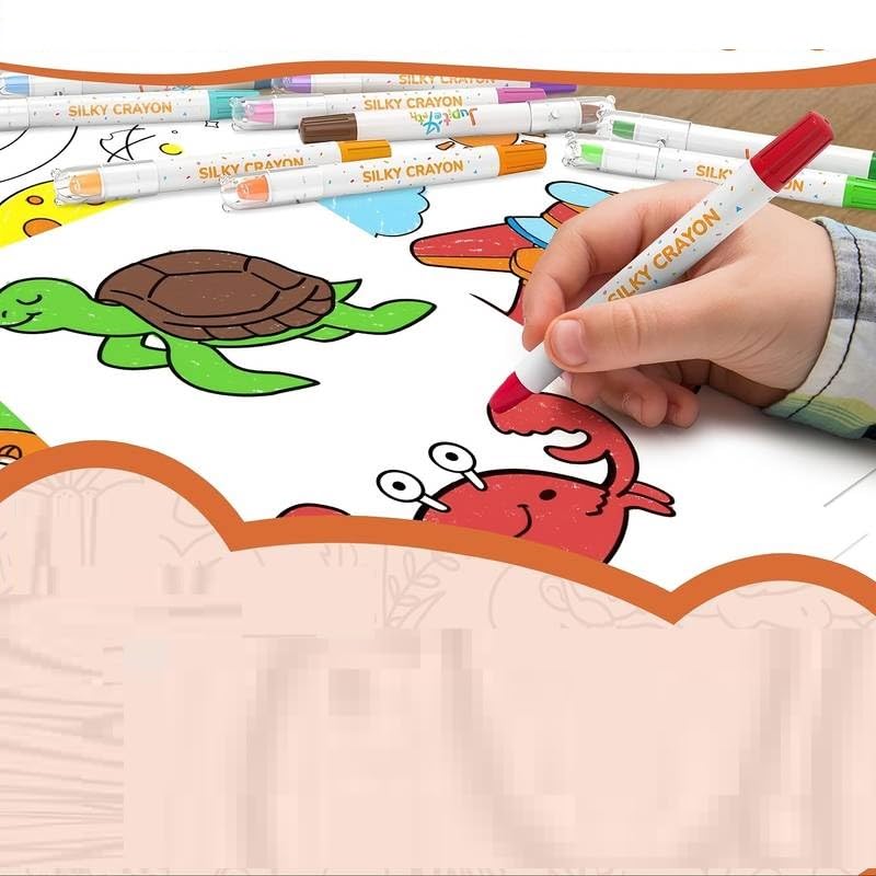 Image of Amitasha 12 Crayons Colour Set Washable Crayons Twistable Rolling Wax Color Pens for Kids Drawing Art Work Supplies Educational Gift