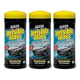 Invisible Glass 90166-3PK Large Glass Cleaning Wipes for Streak-Free Windows, Mirrors, and Glass, Lint-Free, Ammonia-Free, Tint-Safe, for Home and Auto, Canister, 28 Count (Pack of 3)