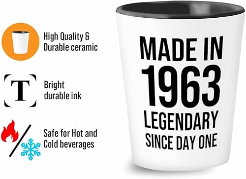 Miniatura 3 de Vaso de chupito de 60 cumpleaños de 1.5 onzas, fabricado en 1963, regalos de 60 años, suministros para fiestas de abuelos