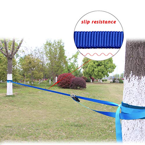 Gentle Booms Sports Ninja Line Obstacle Course Kit Monkey Bar Kit 56 Foot, Kids Slackline Hanging Obstacle Course Set, Extreme Training Equipment For Outdoor Play, Family paly together (Slackline kit) - Thumbnail 4
