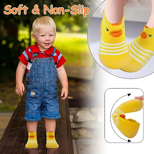 1 Pair Baby First Walking Shoes, Baby Socks Shoes Boys/Girls Walkers Shoes Non-Skid Slipper Shoes with Soft Rubber Sole Toddle Sneaker Yellow,Blue3