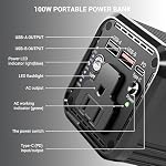 PAFISH 27000mAh/99.9WH Banque d'énergie avec 100W AC Sortie & 65W PD Type-C (entrée/sortie), 18W QC3.0 Double USB, Chargeur portable portable haute vitesse pour les voyages d'affaires, camping en plein air, coffre-fort d'avion