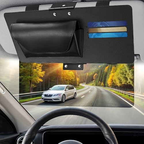 Grishcamy Sun Visor Extender for Cars: Universal Car Visor Extender Sun Blocker 2-in-1 Adjustable Car Sun Visor Extender with Sunglasses Holder & Card Slots Anti-Glare for Safe Driving