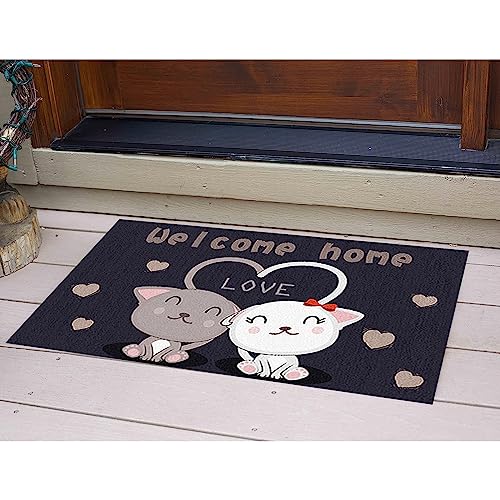 Guador Paillasson Tapis de Porte de Bienvenue Extérieur Avec Base Antidérapant - Tapis Entrée Absorbant Bienvenus Chez Nous (Chiots)