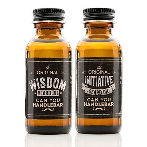 Can You Handlebar Beard Oil Set for Men, Natural Beard Care Conditioner Moisturizer Softener Grooming Products, 1oz Dropper Bottle