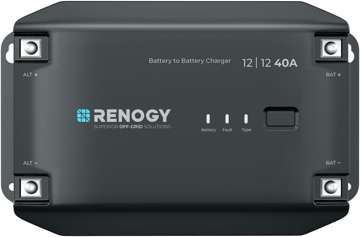 Renogy Caricabatterie DCDC da 40 A, 12 V, AGM, flooded, gel e batteria al litio, protezione contro il surriscaldamento