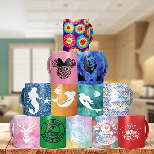 Lucky Goddness Ombre Color Transfer Sheets, 12 Pcs 12\"x 12\" Plain Solid Colors Pre-Printed Sublimation Paper for Heat Press Mug, DIY T- Shirts, Coasters Blanks