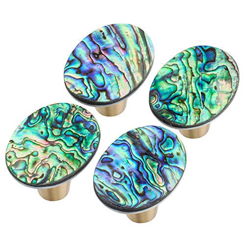 mookaitedecor 4 Pcs Abalone Shell Cabinet Knobs Decorative Drawer Pulls
