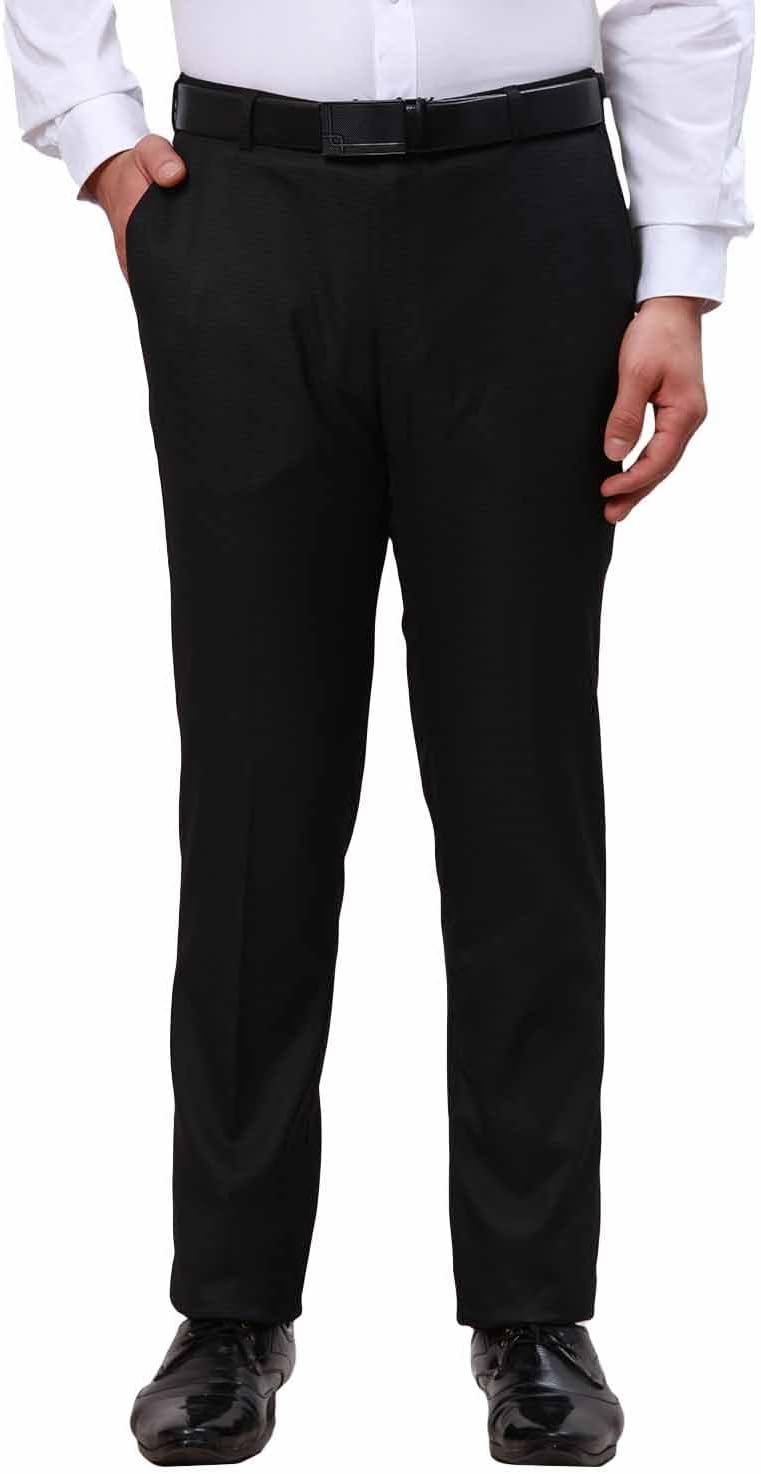 Slim Fit Polyester Blend Solid Pattern Flat Front Formal Trouser