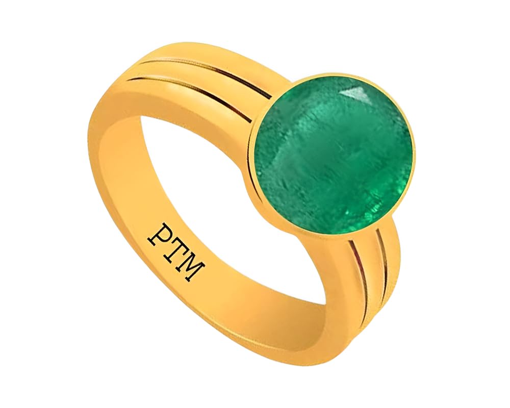 ptm Panchdhatu (5 Metals) Emerald (Panna) 3.25 Ratti to 10.25 Ratti or 3 Cts to 9.35 Cts Certified Gemstone 22 k Gold Plated Ring for Men & Women-picture-16